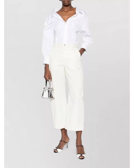 Givenchy White Mid Length Wide Leg Tailored Trousers