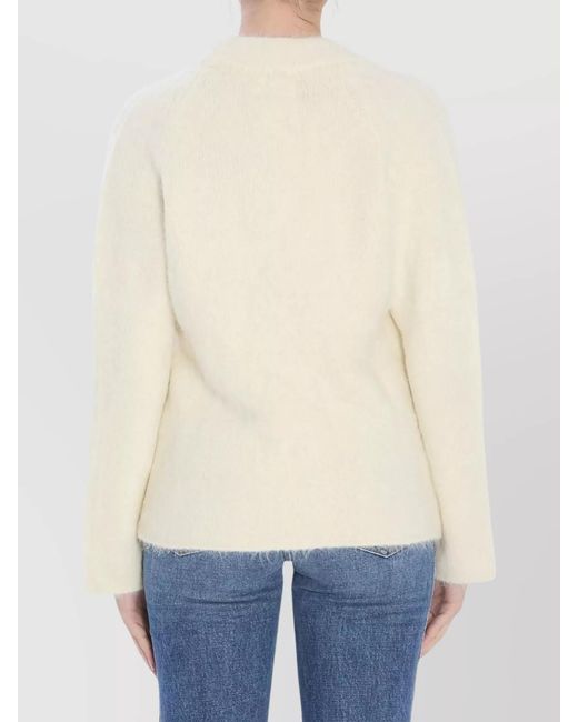 Loulou de Saison Natural Ribbed V-Neck Alpaca Cardigan