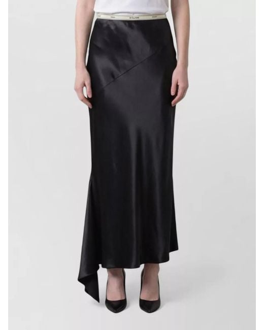 Céline Black Viscose Satin Asymmetric Mid-Rise Midi Skirt