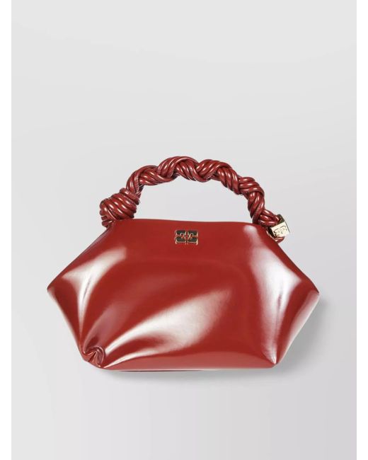 Ganni Red Small Twisted Handle Shoulder Bag