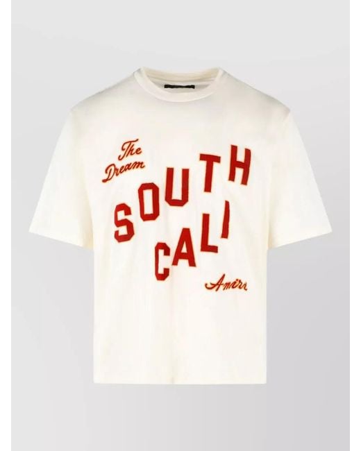 Amiri White South Cali Cotton Crew Neck T Shirt for men