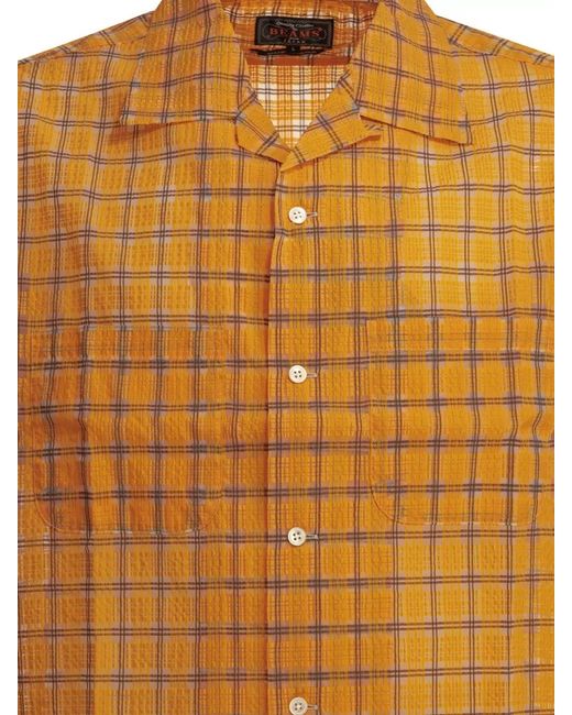 Beams Plus Yellow Plaid Short-Sleeve Shirt for men