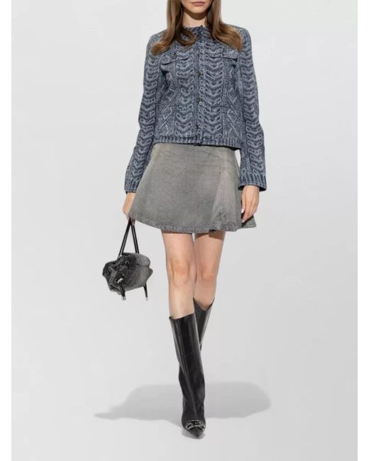 DIESEL Blue Denim Collarless Long-Sleeve Jacket