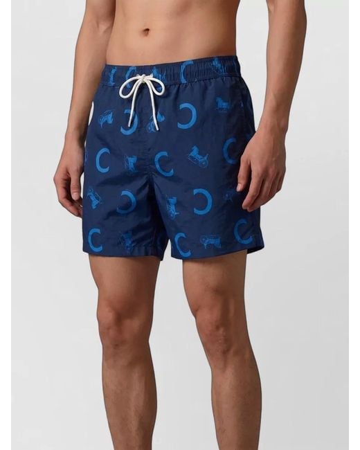 Céline Blue Printed Mid-Rise Swim Shorts for men