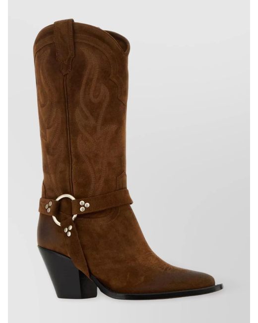 Sonora Boots Brown Suede Leather Belt Boots