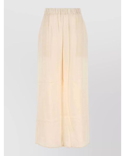 LeKasha Natural Silk Wide Leg Pants Elastic Waistband