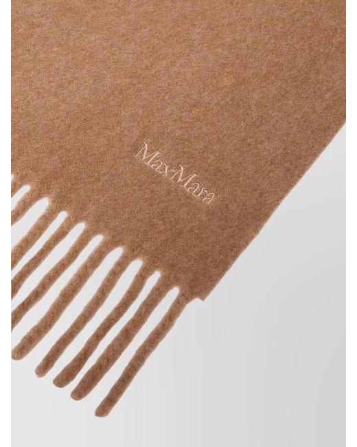 Max Mara Brown Wsdalia Fringe Detail Lightweight Soft Texture Scarf