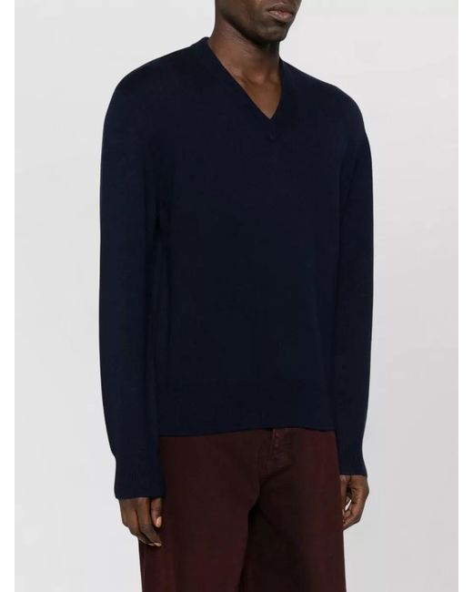 sunflower Blue Merino Wool V-Neck Sweater for men