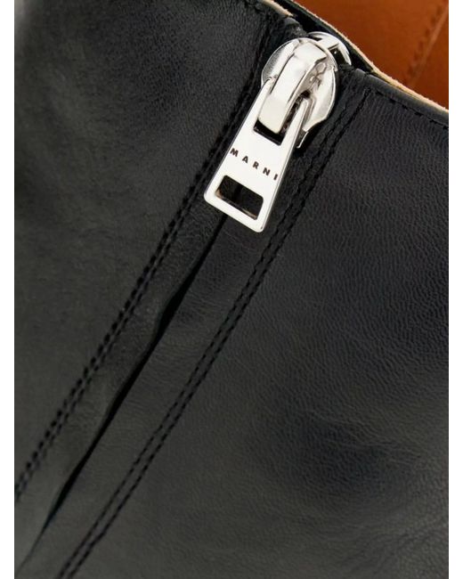 Marni Black Nappa Leather Ankle Boots