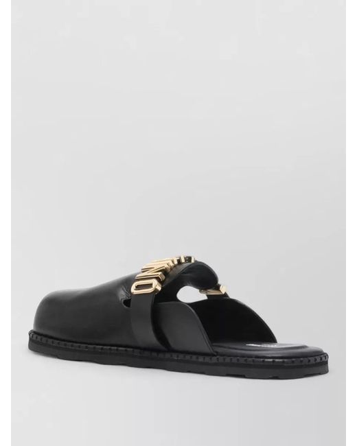 Moschino Black Leather Mules for men