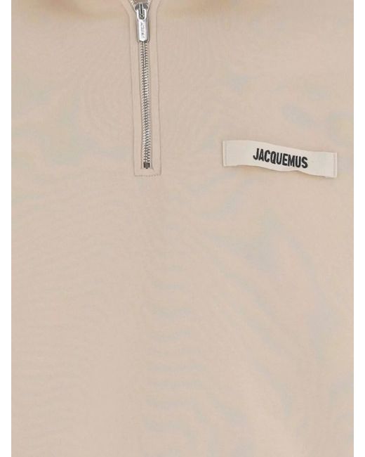 Jacquemus Natural Cotton High Neck Zip Sweatshirt for men
