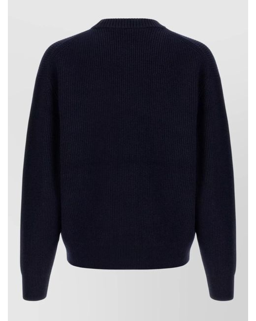 Maison Kitsuné Blue Cashmere-Blend Ribbed Crew-Neck Jumper for men