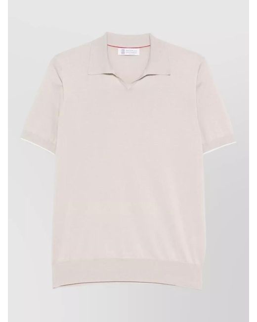 Brunello Cucinelli Pink Cotton Polo Shirt for men