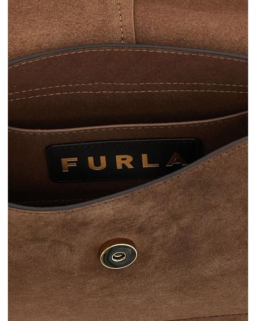 Furla Brown Flow M Buckle Shoulder Bag Top Handle