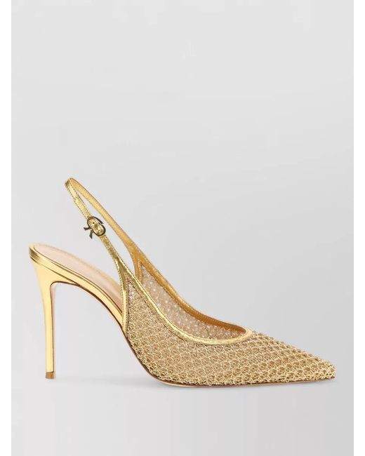 Gianvito Rossi Natural Fabric Slingback Pumps