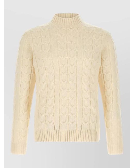 Zanone Natural Turtleneck Sweater Cable Knit High Neck for men