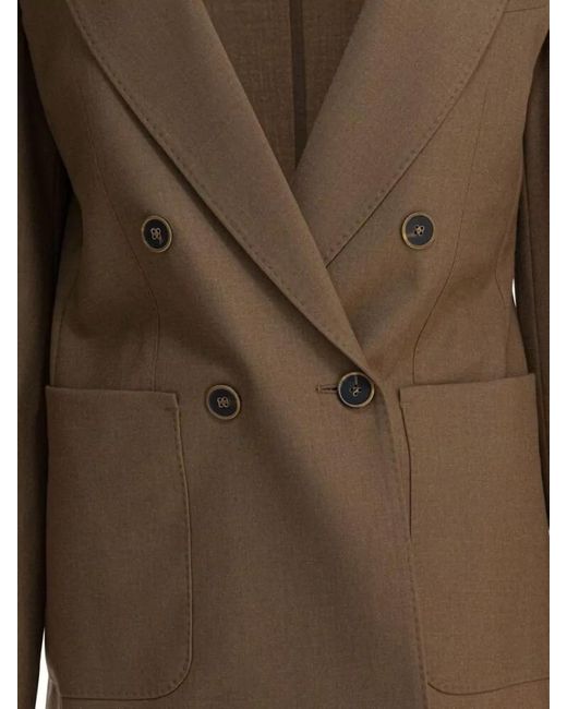 Max Mara Green Double Breasted Jacket Buttoned Cuffs Pockets