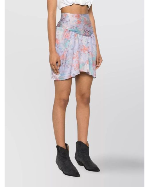 IRO White Abstract Pattern Silk Mini Skirt