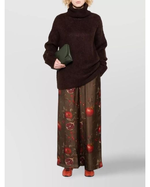 Uma Wang Brown Printed High-Rise Wide-Leg Trousers