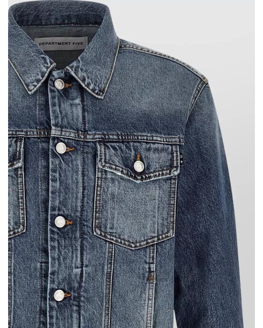 Department 5 Blue Soul Jacket Long Sleeves Chest Pockets for men