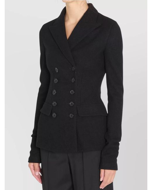 Dolce & Gabbana Black Virgin Wool Slim-Fit Double-Breasted Blazer