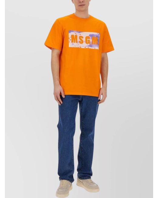 MSGM Orange Regular-Fit T-Shirt for men