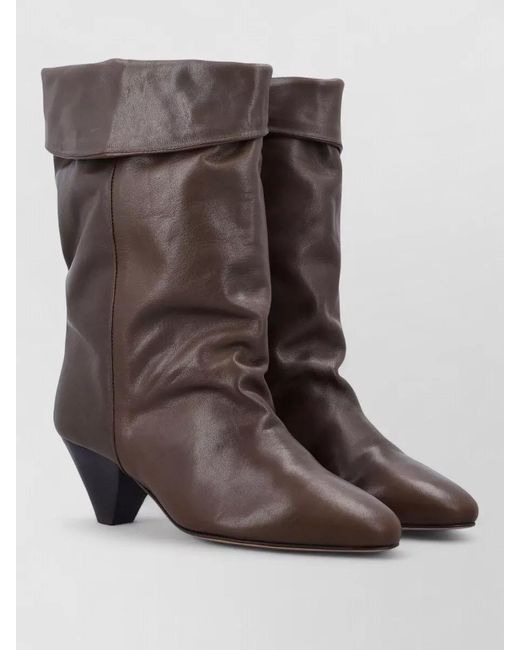 Isabel Marant Brown Low Heel Western Leather Slouch Boots