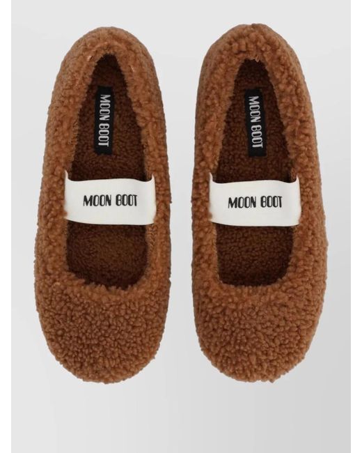 Moon Boot Brown Shearling Ballerina Flats