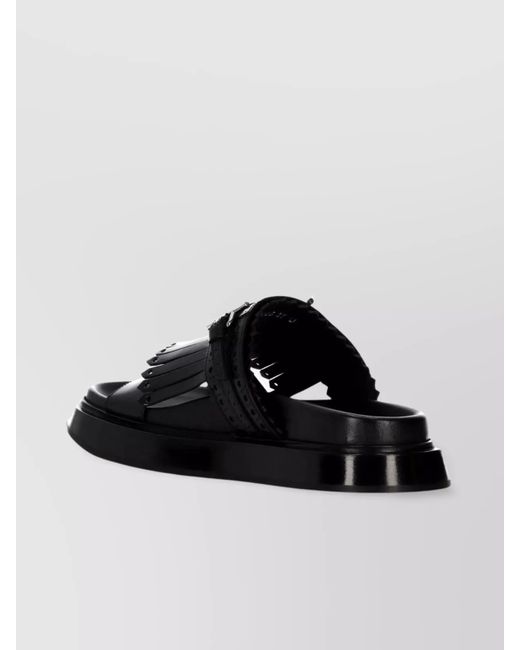 McQueen Black Leather Slippers