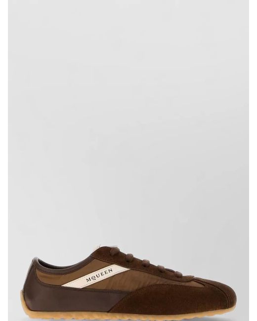 McQueen Brown Boxe Lace Up Low Top Sneakers Rubber Sole