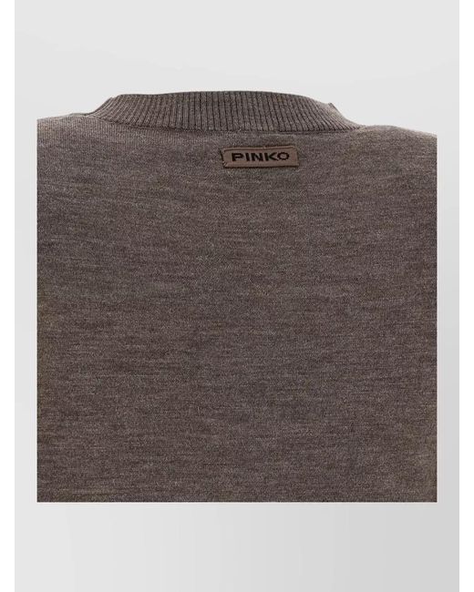 Pinko Brown Sweater Featuring Padded Shoulders Long Sleeves