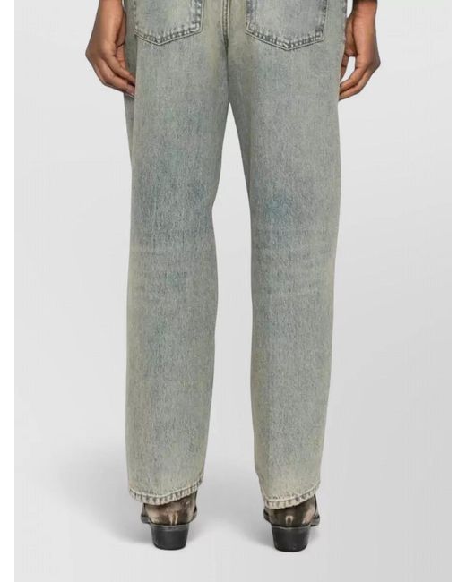 Haikure Gray Cotton High-Rise Straight-Leg Jeans