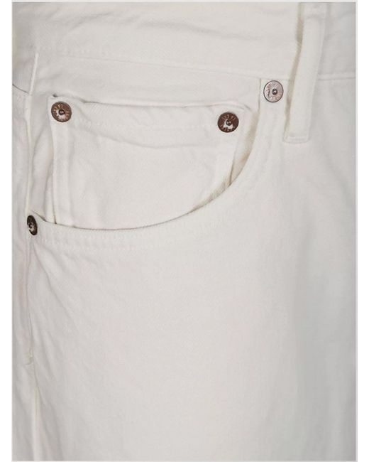 Agolde White Dame Denim Straight-Leg Jeans