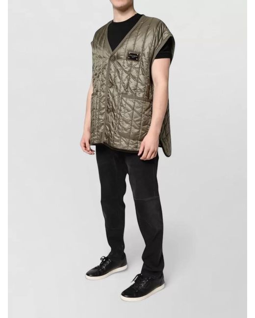 Dolce & Gabbana Natural Quilted Sleeveless V-Neck Padded Vest for men