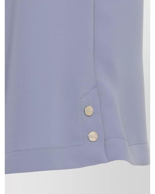 Herno Blue V Neckline Sleeveless Top Side Buttons