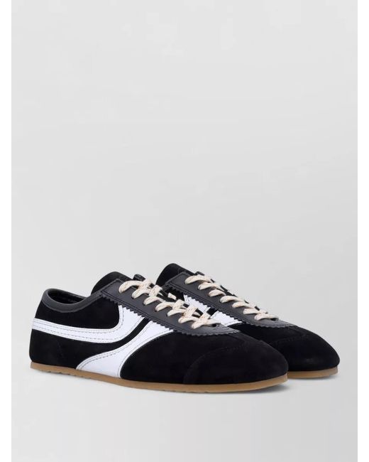 Dries Van Noten Black Leather Low-Top Sneakers for men