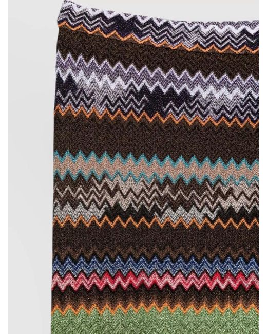 Missoni Multicolor Zigzag Knit Sarong Wrap Metallic Fringe