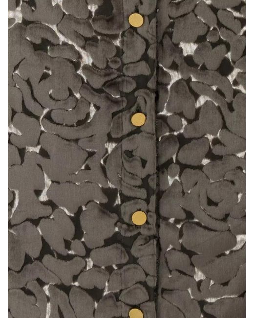 Alberta Ferretti Black Collared Floral Shirt Lightweight Long Sleeves