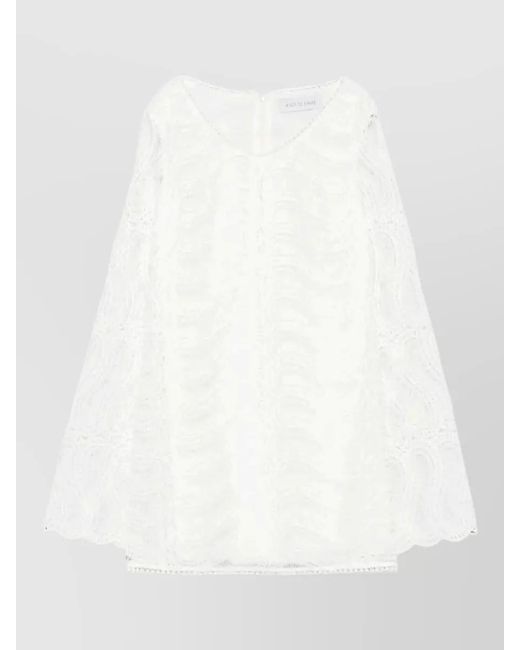 Raquel Diniz White V-Neck Long-Sleeve Mini Dress