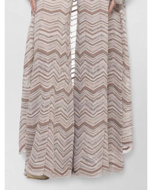 D.exterior White Geometric Knit Jumpsuit Lurex Drawstring Waist