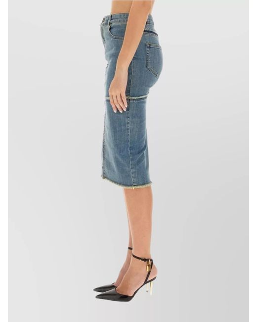Tom Ford Blue Slim-Fit Midi Skirt