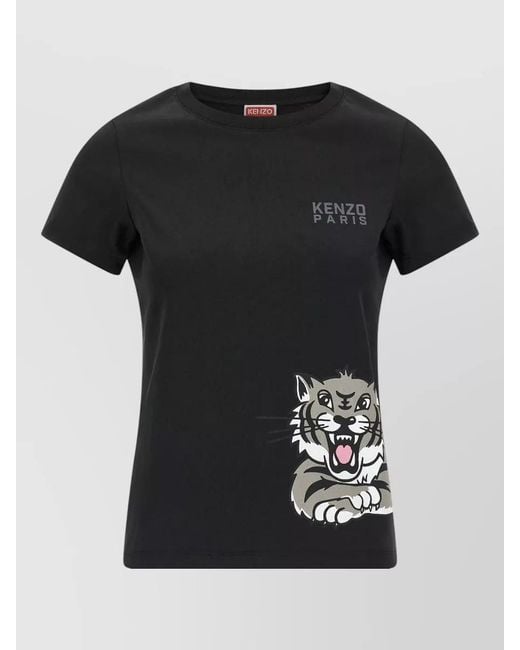 KENZO Black Tiger Graphic Short Sleeve Crew Neck T Shirt