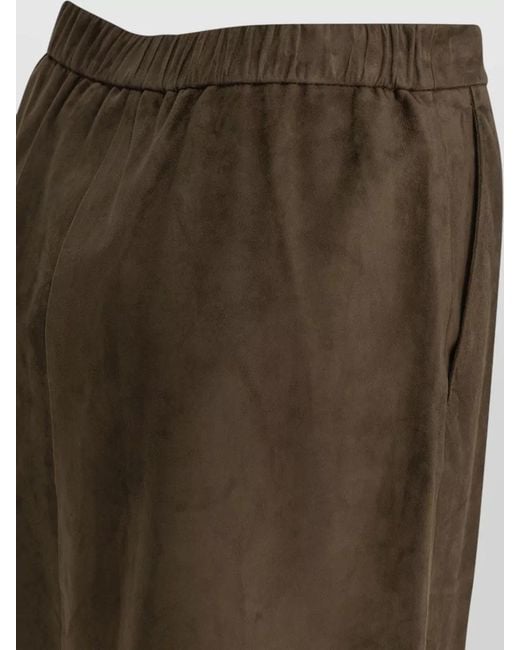 Max Mara Brown Suede Leather Midi Skirt