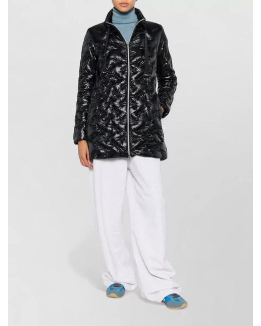 Herno Black Midi Down Jacket High Collar Quilting