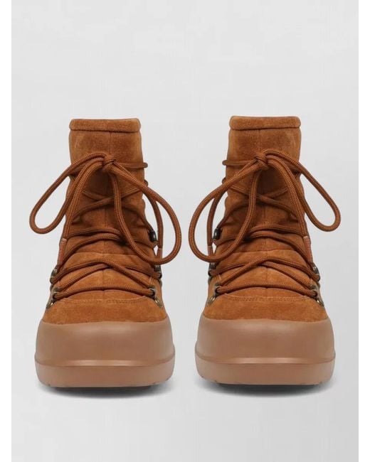 Moon Boot Brown Ankle Boots Suede Upper Round Toe Rubber