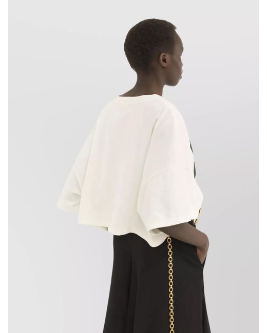 Chloé Natural Cotton Cropped Oversized Logo T-Shirt