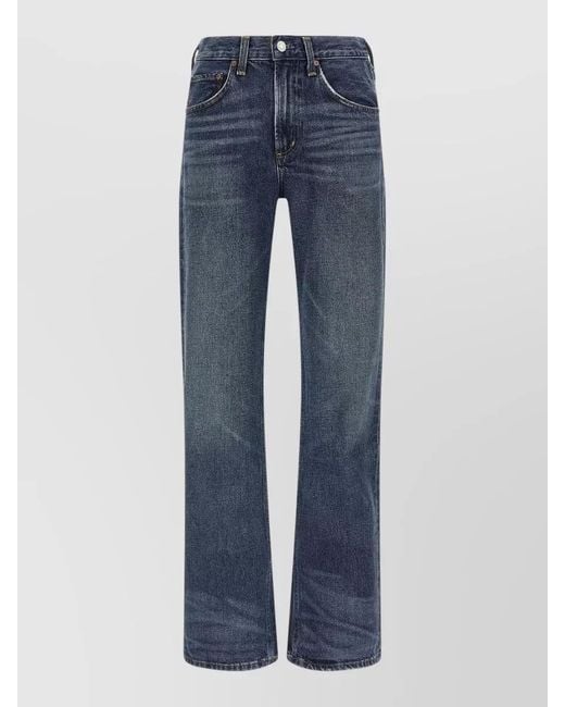 Agolde Blue High Rise Straight Leg Denim Jeans