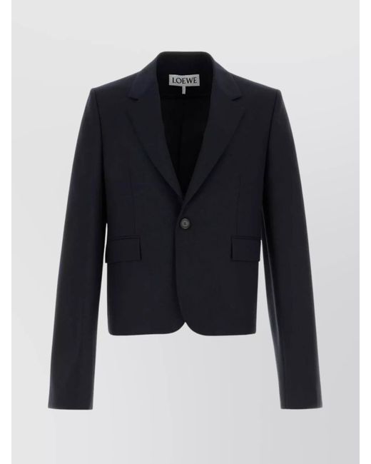 Loewe Blue Wool Blazer With Notched Lapel And Flap Pockets for men