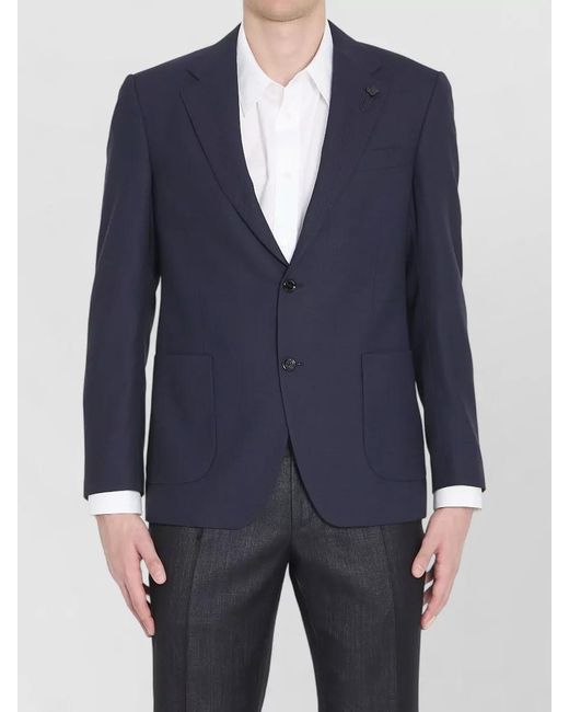 Lardini Blue Virgin Wool Jacket Regular Fit for men