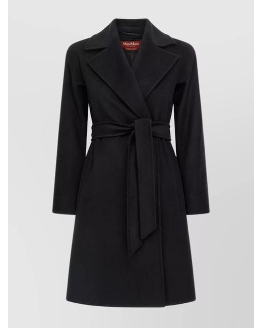 Max Mara Black Virgin Wool Single Breasted Coat
